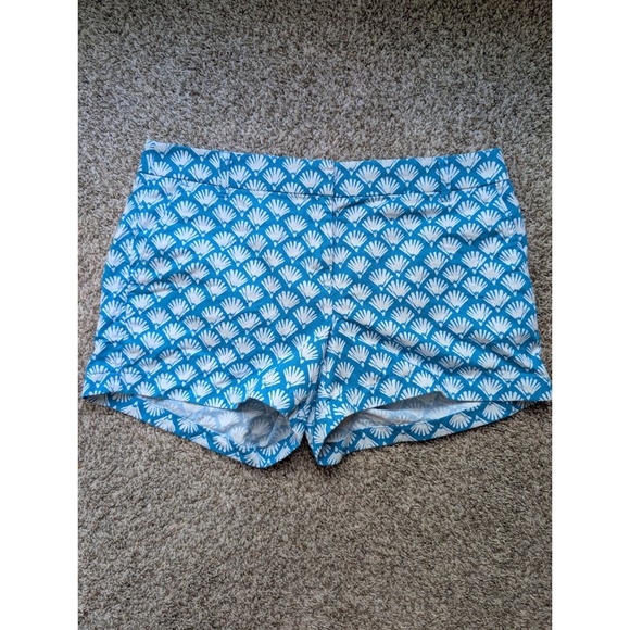 J.Crew Pants - J.Crew Chino Shorts Women's 12 Blue Teal Seashell Print Beach Preppy Resortwear